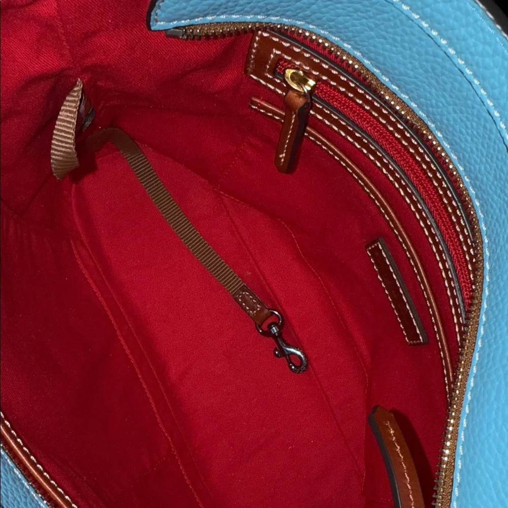 Dooney & Bourke Blue & Tan Leather Tote Bag LIKE NEW - Picture 7 of 15